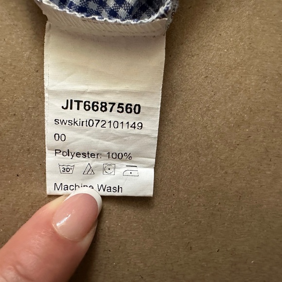 GENERIC Blue Daisy Gingham Mini Skirt $19 SIZE LARGE Whimsy Spring Picnic Summer - Picture 4 of 4